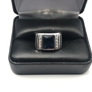 Men's Silver and Blue Ring 925 sterling silver size 9